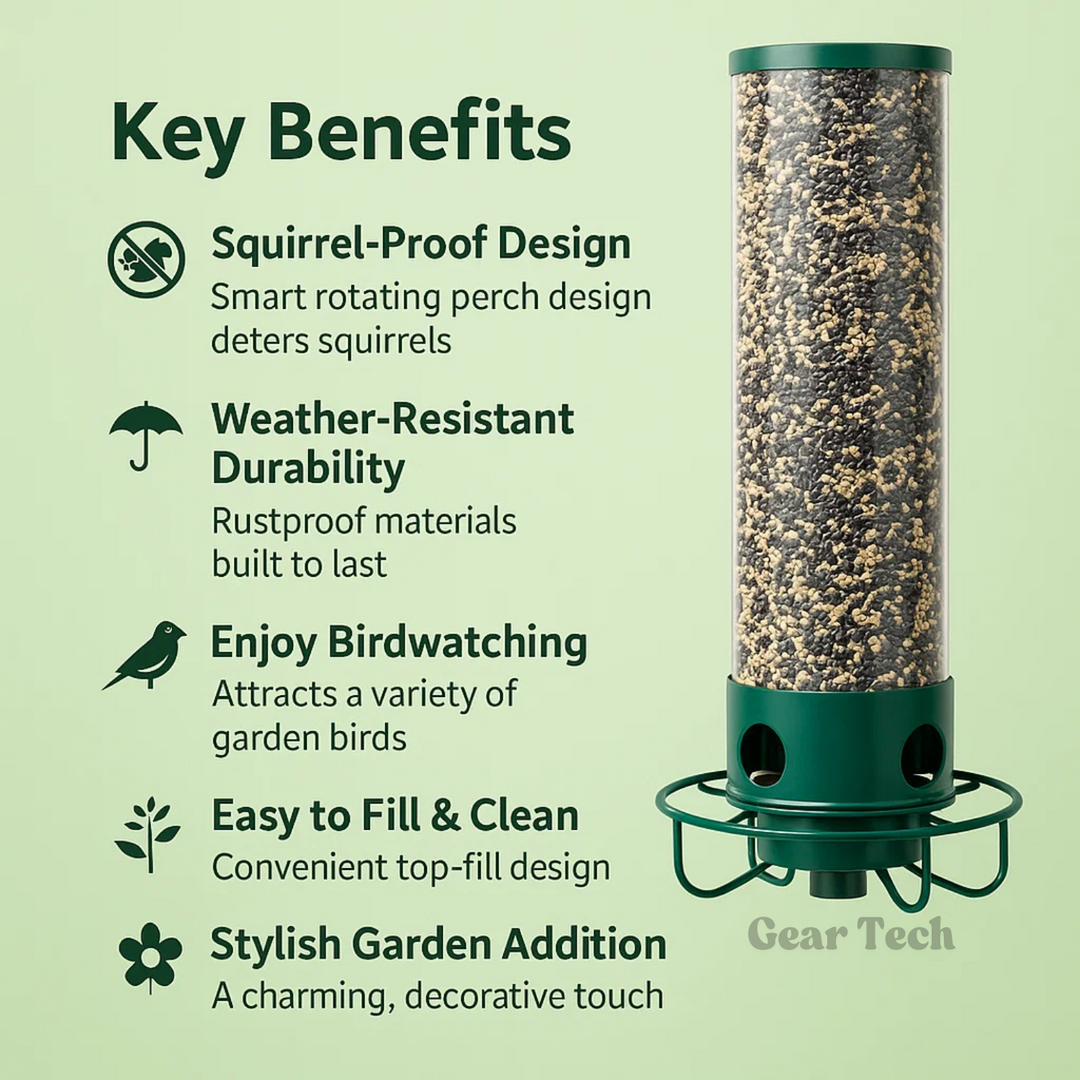 Premium squirrel-proof bird feeder for your backyard, built with heavy-duty metal.