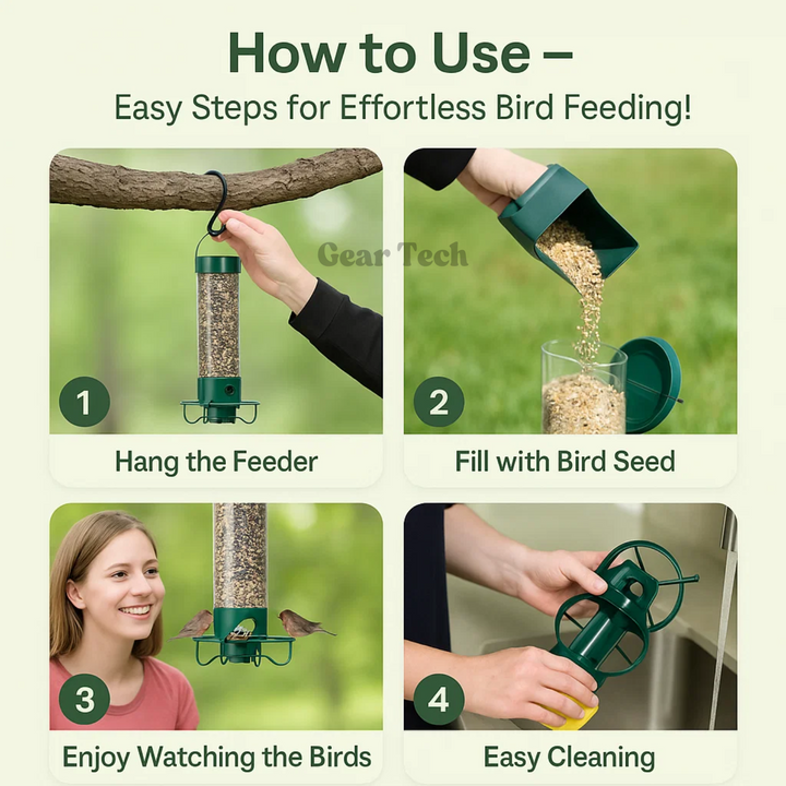 Metal squirrel-proof bird feeder providing a safe feeding spot for wildlife in your garden.