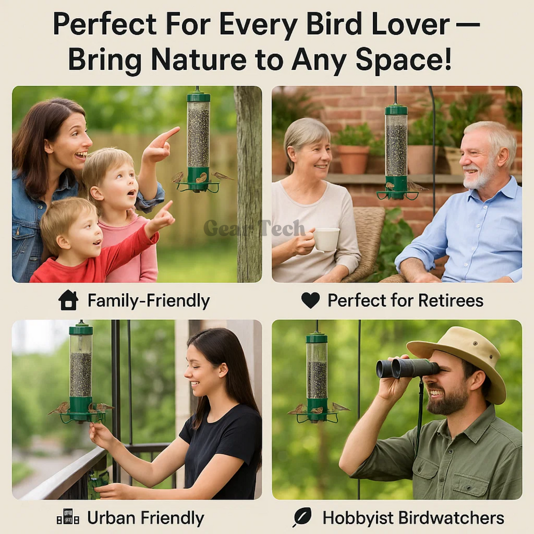 Enjoy nature with this heavy-duty, squirrel-proof outdoor bird feeder for happy birds.