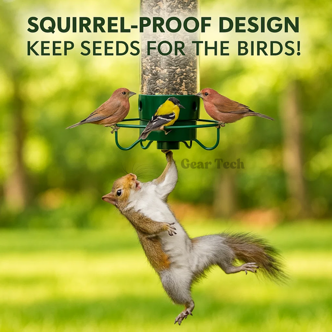 Birdwatching accessory: tough metal feeder, ensures birds can feed undisturbed by squirrels.