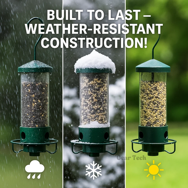 Elegant heavy-duty metal bird feeder, a squirrel-proof sanctuary for garden birds.