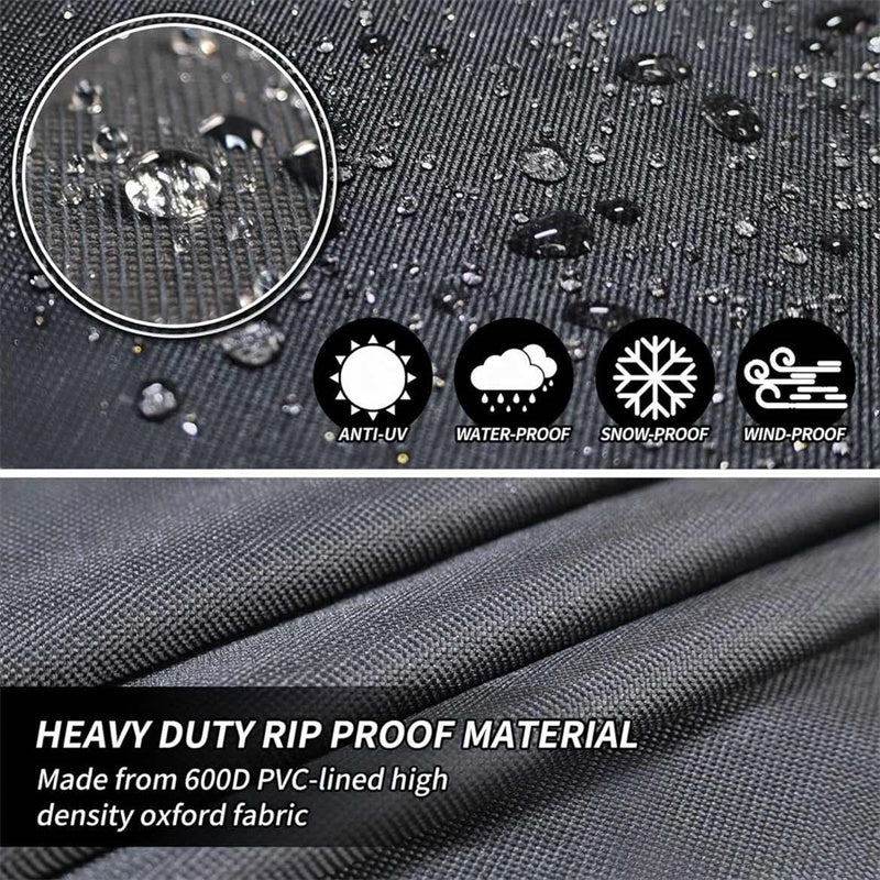 Waterproof round patio cover with air vent, UV protection for outdoor furniture, extends lifespan.