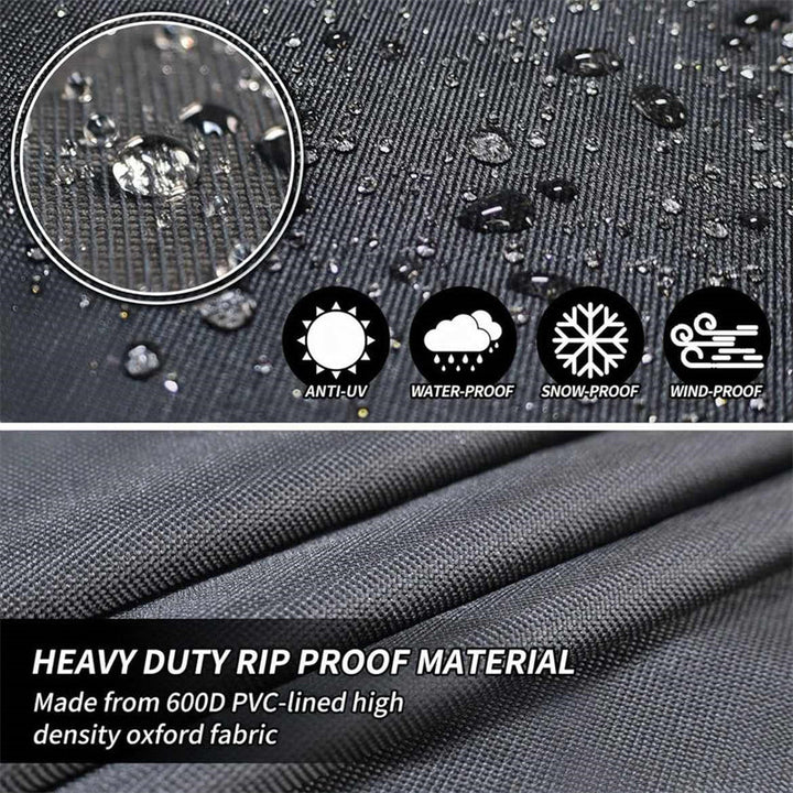 Waterproof round patio cover with air vent, UV protection for outdoor furniture, extends lifespan.