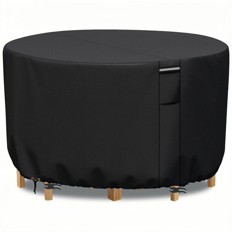 UV protective round patio furniture cover, heavy-duty waterproof design for outdoor garden furniture.
