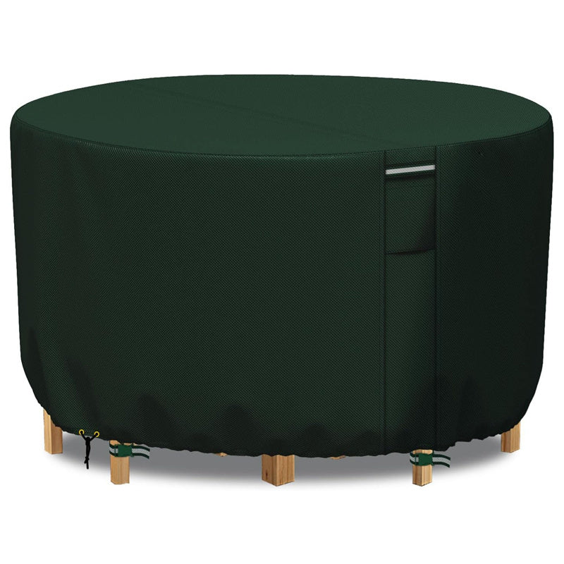Heavy-duty round patio cover for outdoor furniture, waterproof, UV protection, air vent, garden shield.