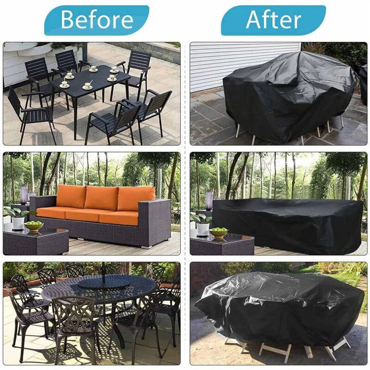 Patio furniture cover, heavy duty & waterproof, for all-season outdoor protection.