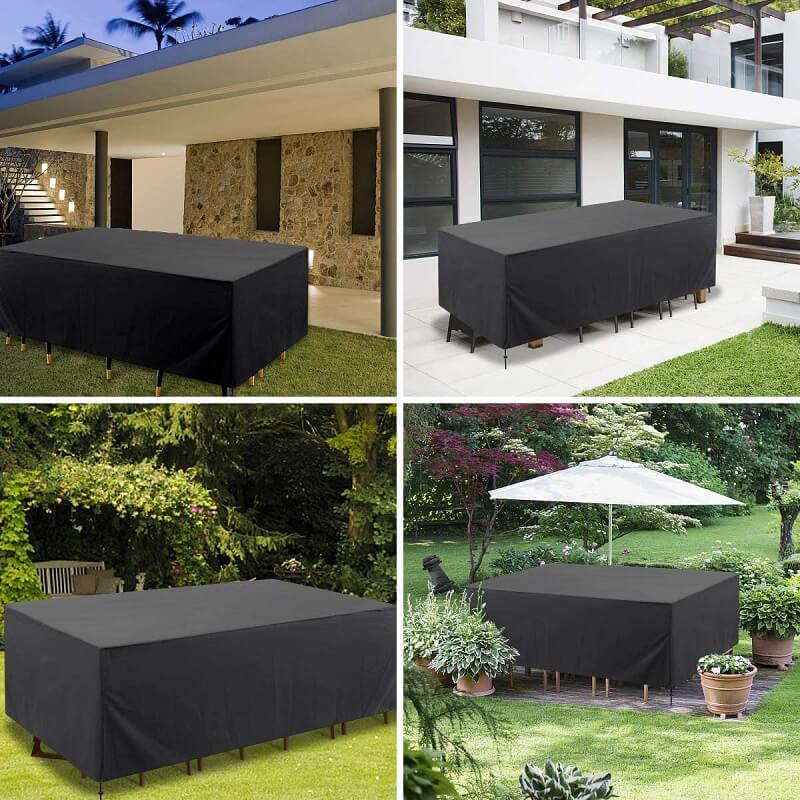 Premium protective cover for outdoor living; keeps patio furniture dry & safe.