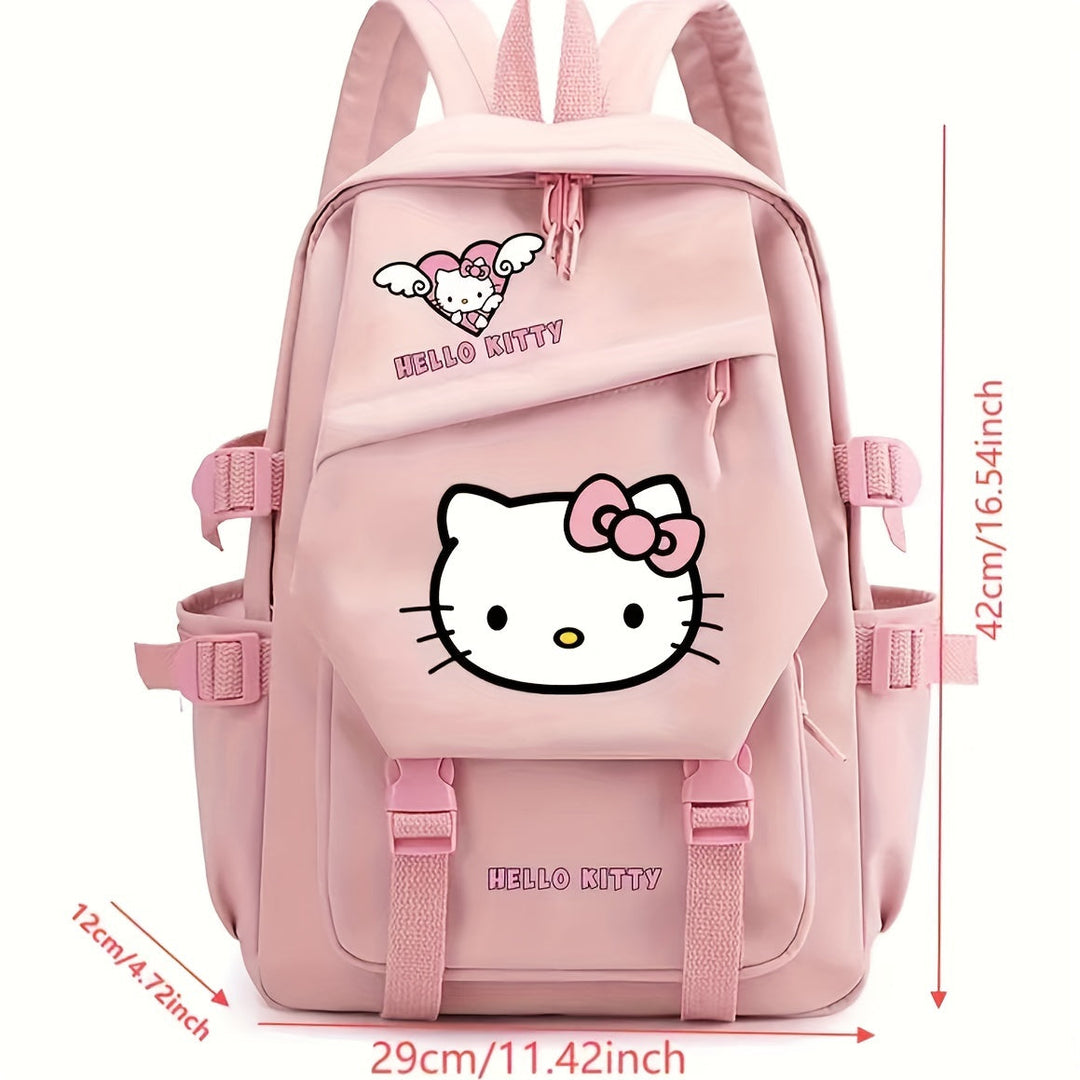 Charming Hello Kitty character backpack for kids; a fun & functional school bag for girls' everyday items.
