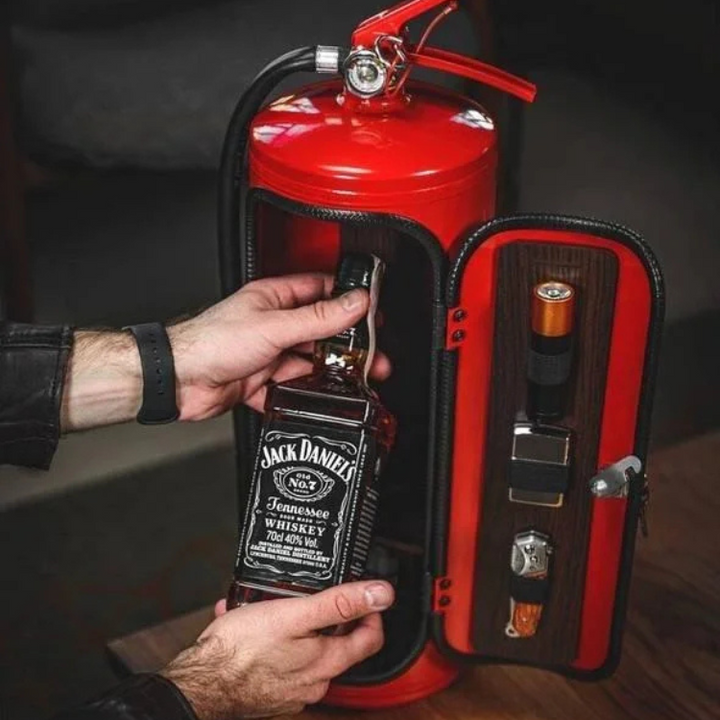 Clever HiddenFlame Secret Bar, disguised for discreet drink storage. A fun novelty for any home or man cave.