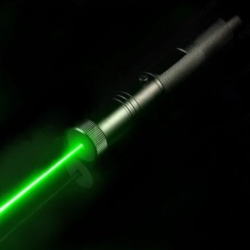 High power laser pointer for outdoor use, stargazing, or presentations. Rechargeable long-range green beam.