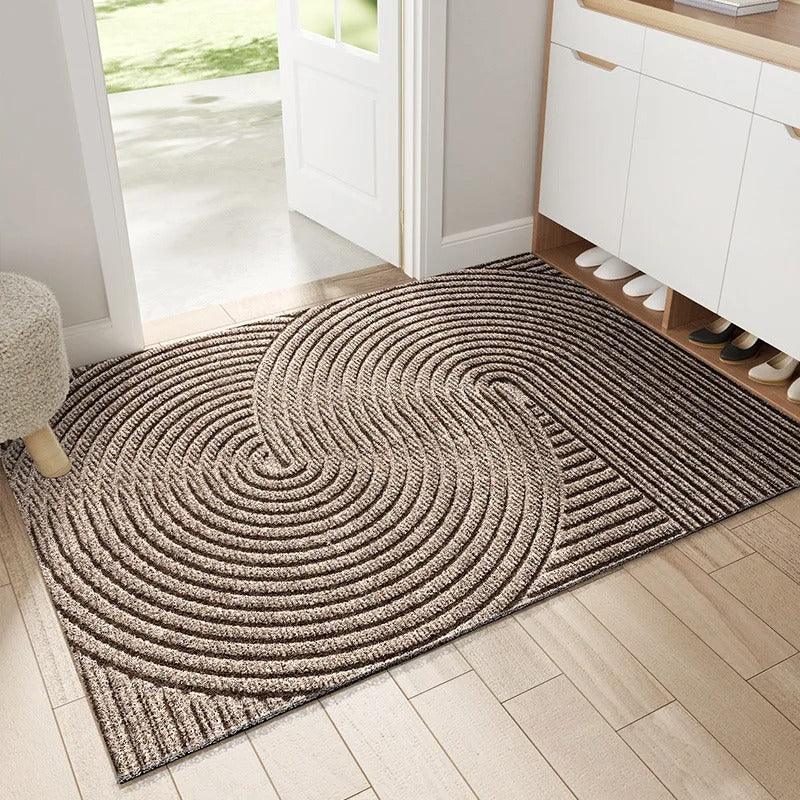 Heavy-duty all-weather door mat for indoor/outdoor, dirt trap, floor protection, durable entryway design.