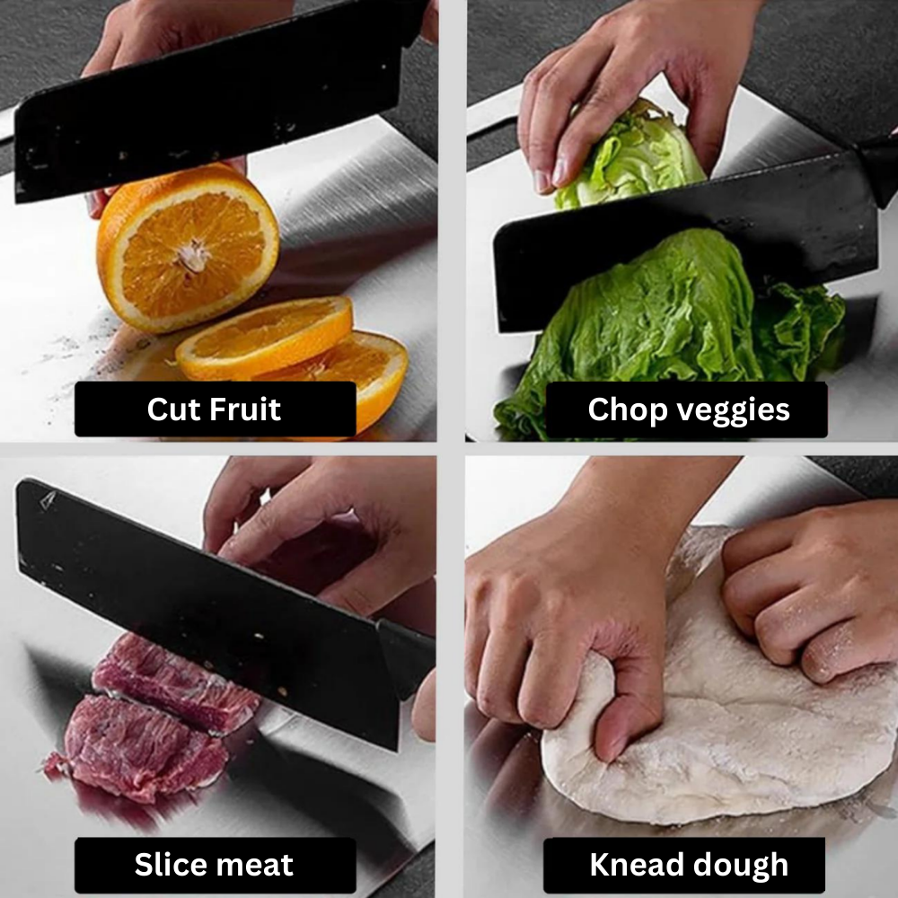 Safe and hygienic titanium cutting board, ensuring healthy food prep in any kitchen.
