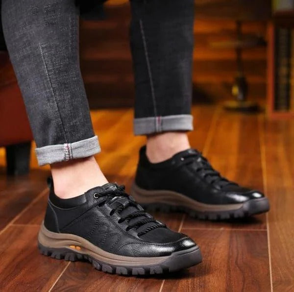 Elevate men's style with these rugged textured low top lace-up casual shoes, built for comfort & durability.