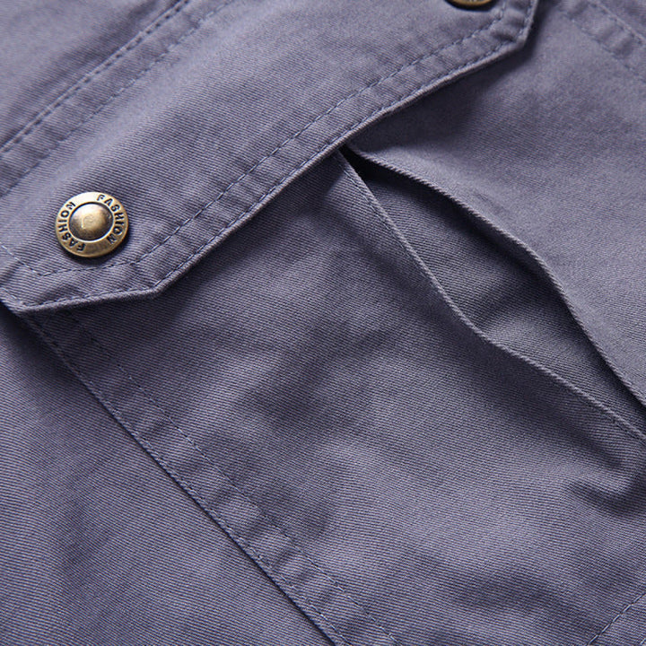 Back view of men's multi-pocket cargo shorts, showing secure storage for outdoor adventure gear.
