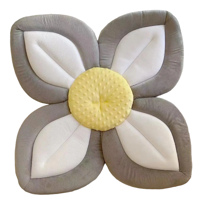 Infant Blooming Bath Flower Seat. Plush, soft, and safe bath support for newborns & babies during cozy bathtime.