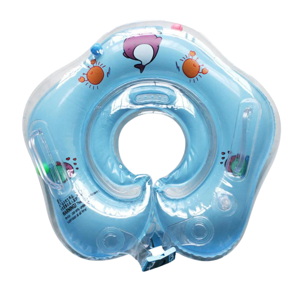 Child's safe water accessory: neck float with double air chambers and handles for confident swimming.