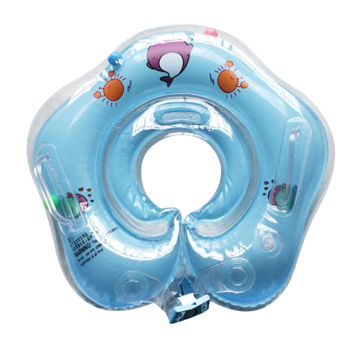 Child's safe water accessory: neck float with double air chambers and handles for confident swimming.