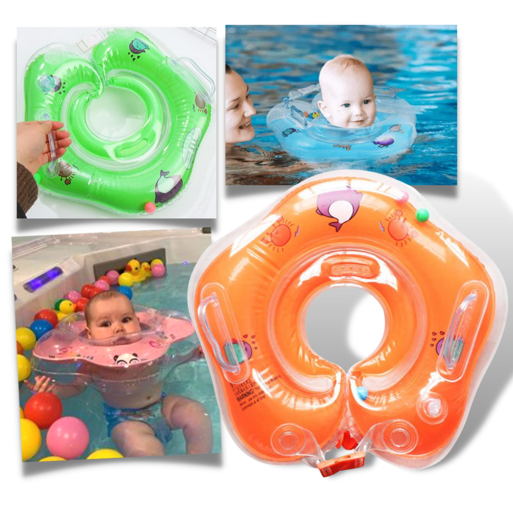 Baby neck float featuring secure double air chambers for enhanced water safety & toddler pool fun.