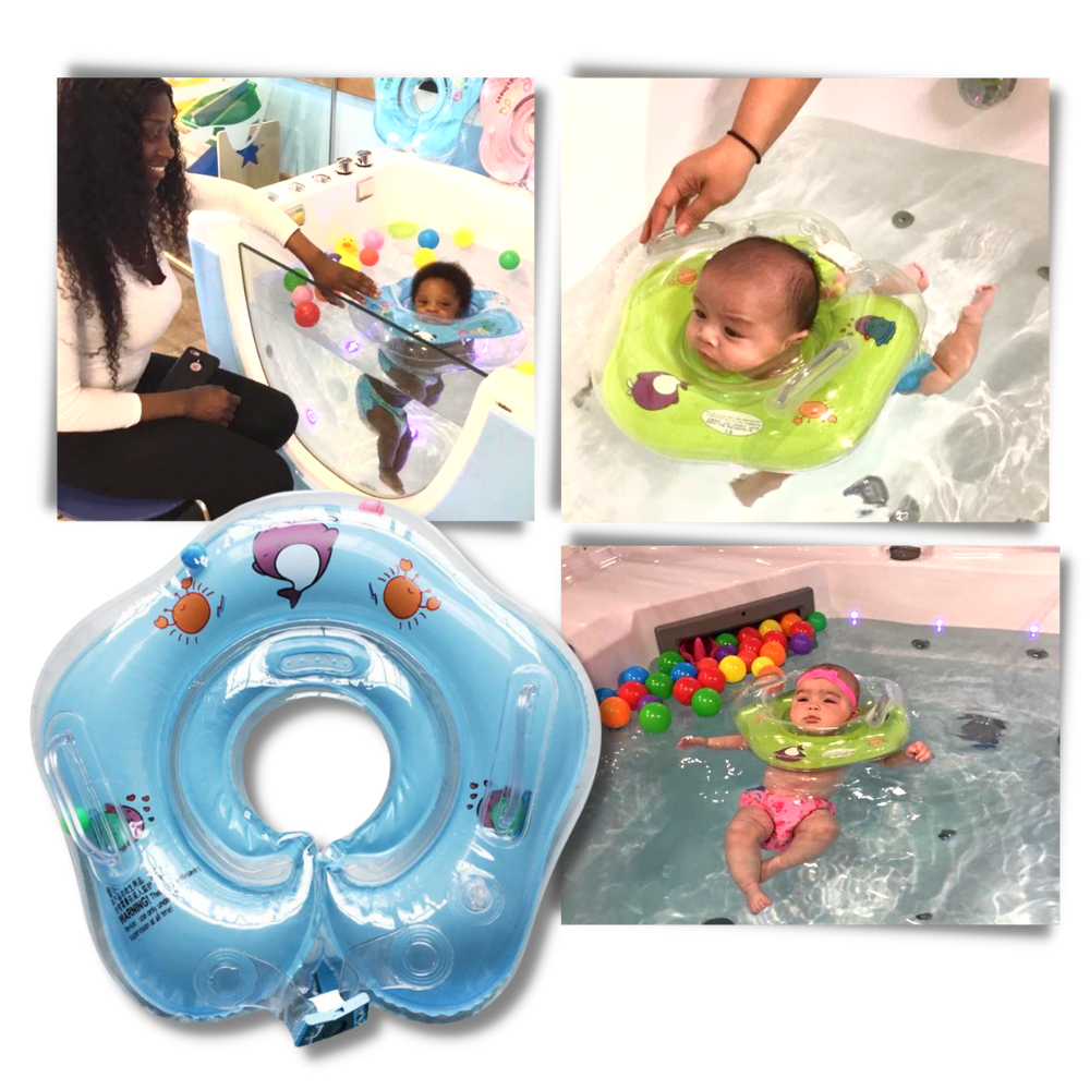 Safe neck float for infants with ergonomic handle design, ideal for bath time & water play.