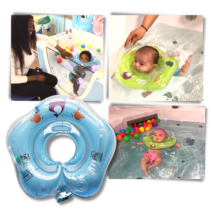 Safe neck float for infants with ergonomic handle design, ideal for bath time & water play.