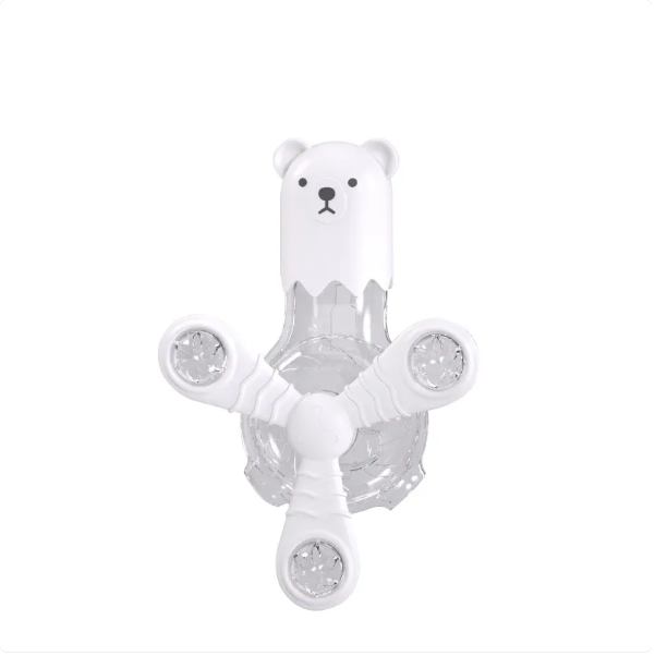 Playful bear pet toy for cats, an engaging food dispenser and puzzle feeder for active play.