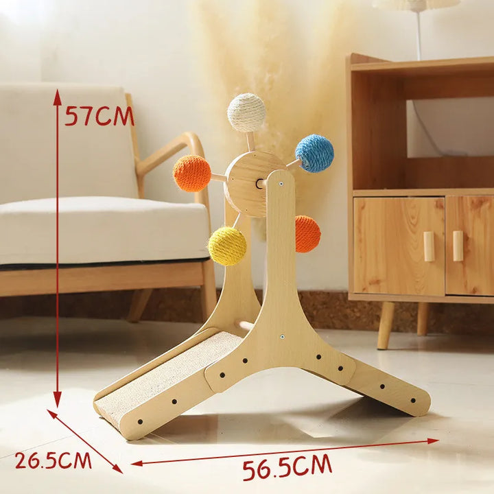 Colorful interactive Cat Ferris Wheel toy, featuring a rotating design & built-in scratcher for play.