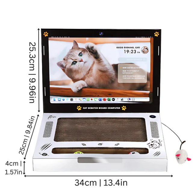 Feline entertainment with this interactive laptop cat scratcher, a fun pet supply for happy paws & protected furniture.