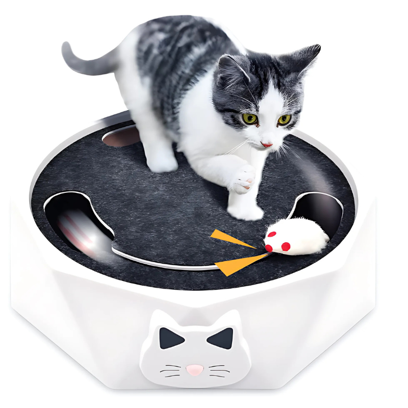 Interactive Cat Mouse Toy ClawTrek for feline play. Engages instincts with a durable scratcher & cozy lounge.