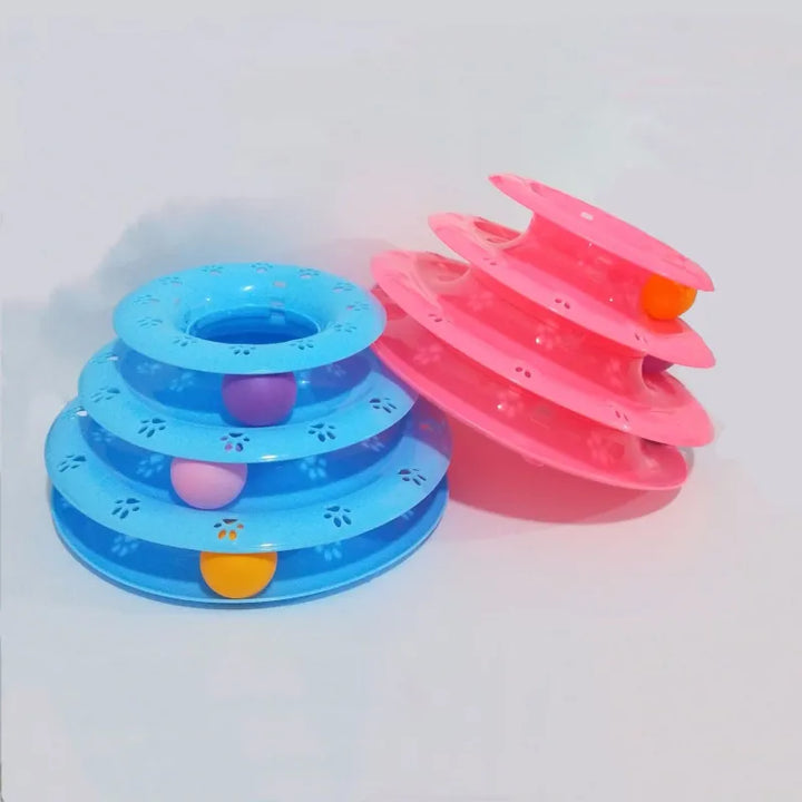 Interactive Cat Play Pyramid, 3-stage rolling ball toy for active cats & kittens. Pet enrichment & exercise.
