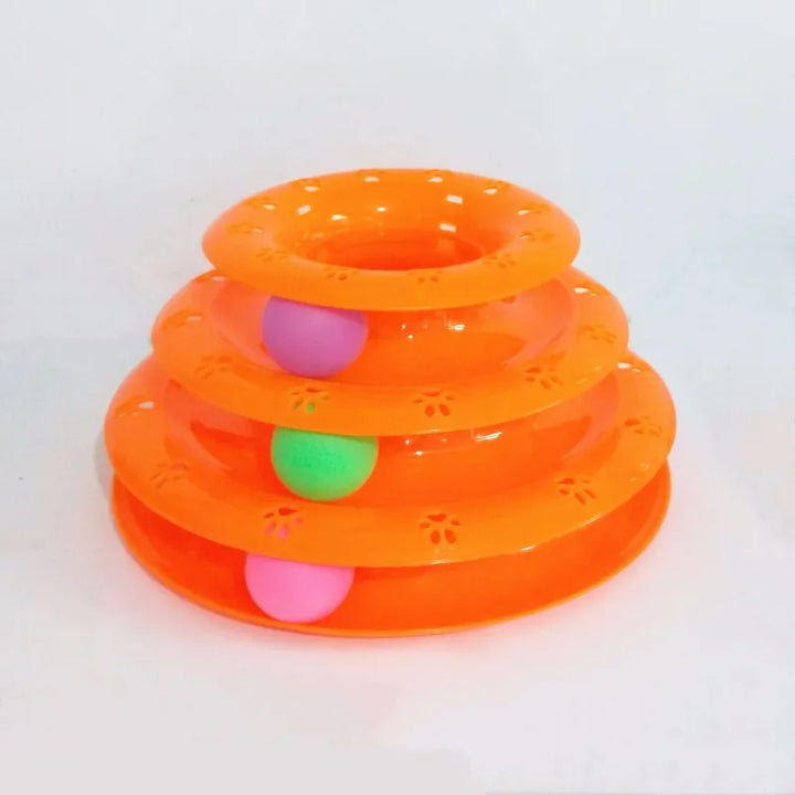 Cat pyramid toy with 3 levels of rolling balls. Engaging interactive pet play for active cats & kittens.