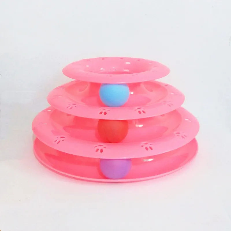 3-stage Interactive Cat Play Pyramid with rolling balls, stimulating exercise & enrichment for active felines.