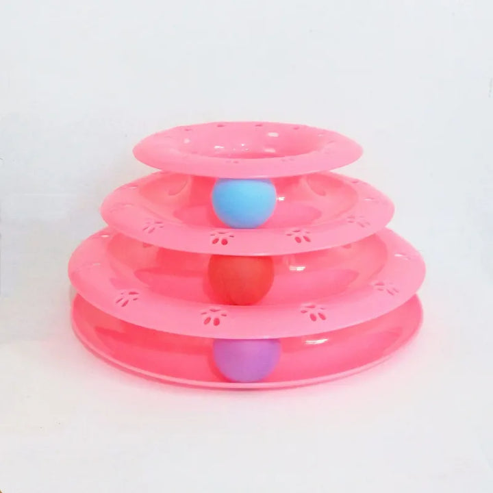 3-stage Interactive Cat Play Pyramid with rolling balls, stimulating exercise & enrichment for active felines.