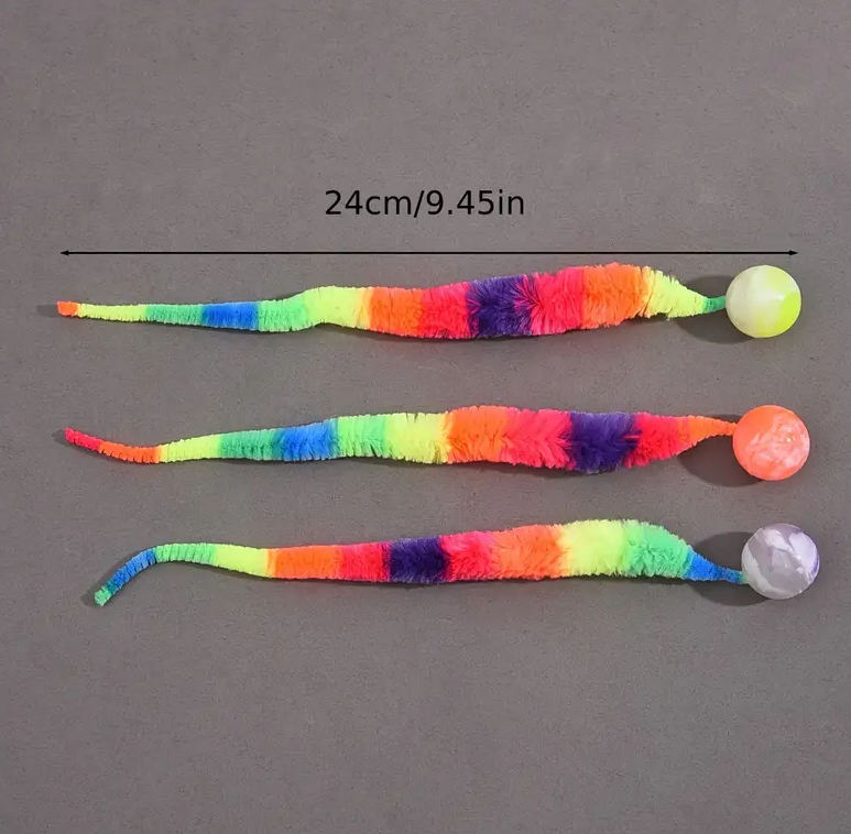 Engaging pet toy: plush cat toy with wiggling tail and attached ball provides hours of entertainment.