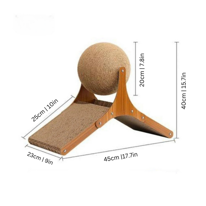 Sisal cat scratcher & interactive toy protects furniture, provides entertainment, and supports healthy cat claws.