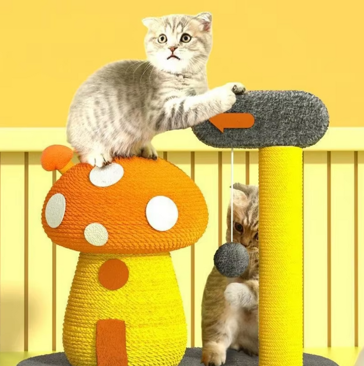 Interactive cat scratching post with a cute bird design. Keeps cats entertained & protects furniture.
