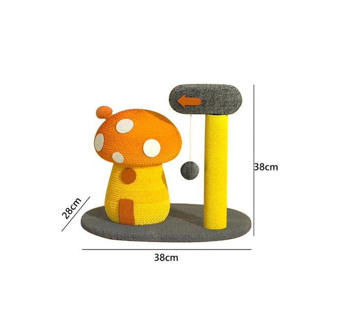 Mushroom design cat play station & scratching post. Durable feline enrichment toy for kittens & cats.