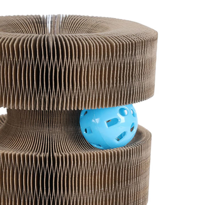 Kitten toy & interactive cat scratcher tower, promotes healthy claw care and energetic play.