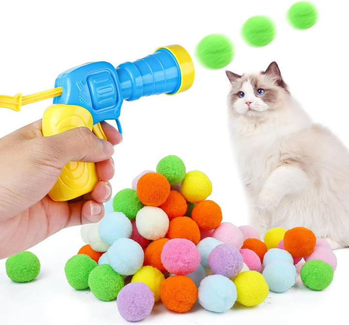 Durable interactive cat toy cannon for animal enrichment, promoting pet play & hunting skills.