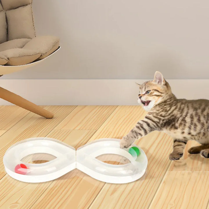 Interactive cat toy infinity loop ball track for endless feline play and pet enrichment. Perfect for indoor cats.