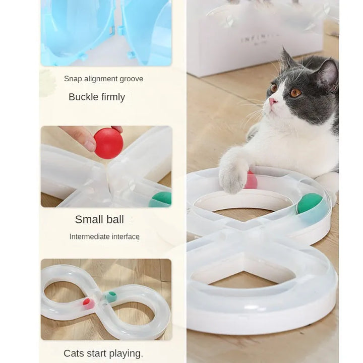 Infinity loop ball track, an interactive puzzle cat toy for indoor cats, providing endless fun and enrichment.