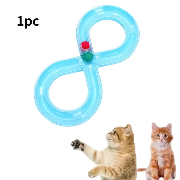 Durable infinity loop ball track, an interactive cat toy for kittens & adult cats, encouraging active indoor play.