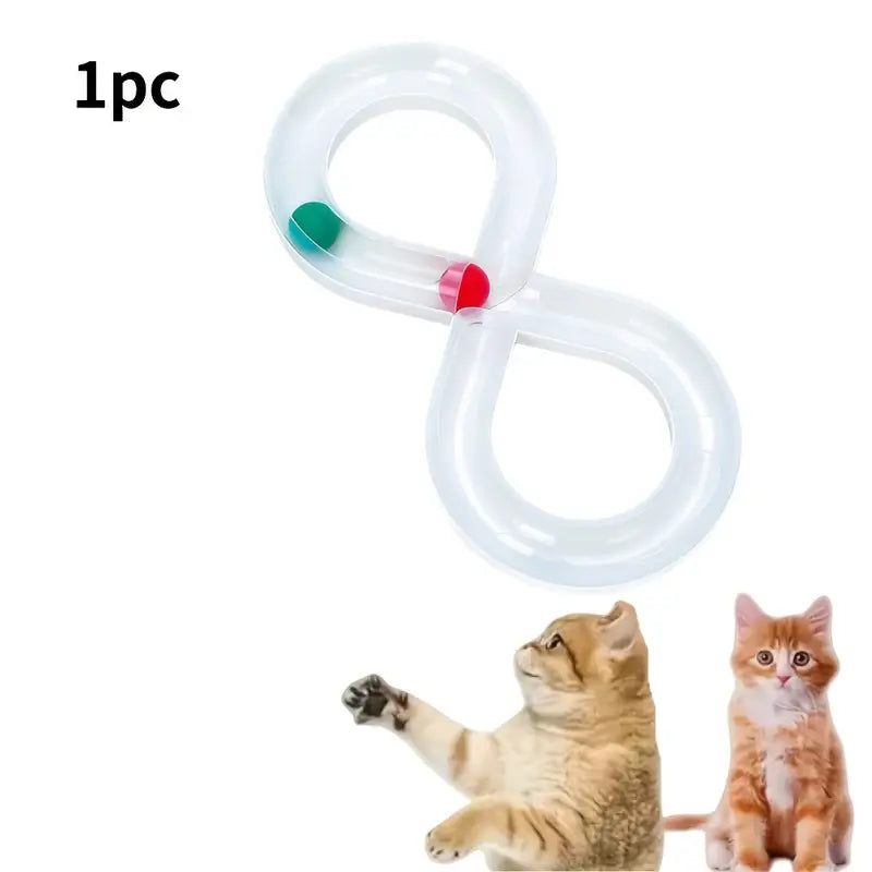 Engaging puzzle cat toy: infinity loop ball track promoting interactive activity & enrichment for indoor kittens.