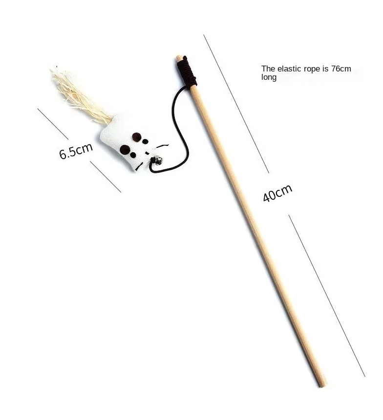 Engaging cat in stimulating active playtime with a feather and bell interactive toy set.
