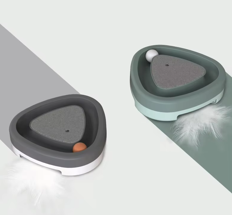 Feline enrichment interactive toy: Durable scratching board & engaging ball track for mental stimulation.