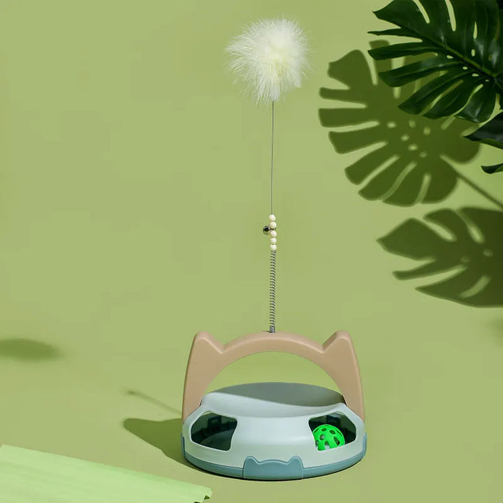Engaging interactive cat toy with a rolling ball & feather, perfect for pet exercise & mental fun.