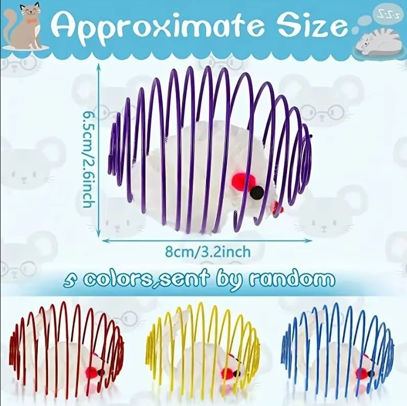 Cat hunting game: spiral mice in a cage for interactive indoor feline fun and exercise.