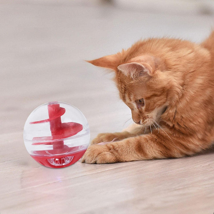 Unisex cat puzzle toy, an interactive treat dispenser food ball for pet enrichment & mental stimulation.