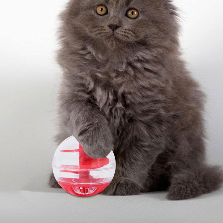 Engaging cat food ball toy that dispenses treats, promoting interactive play & mental challenge.