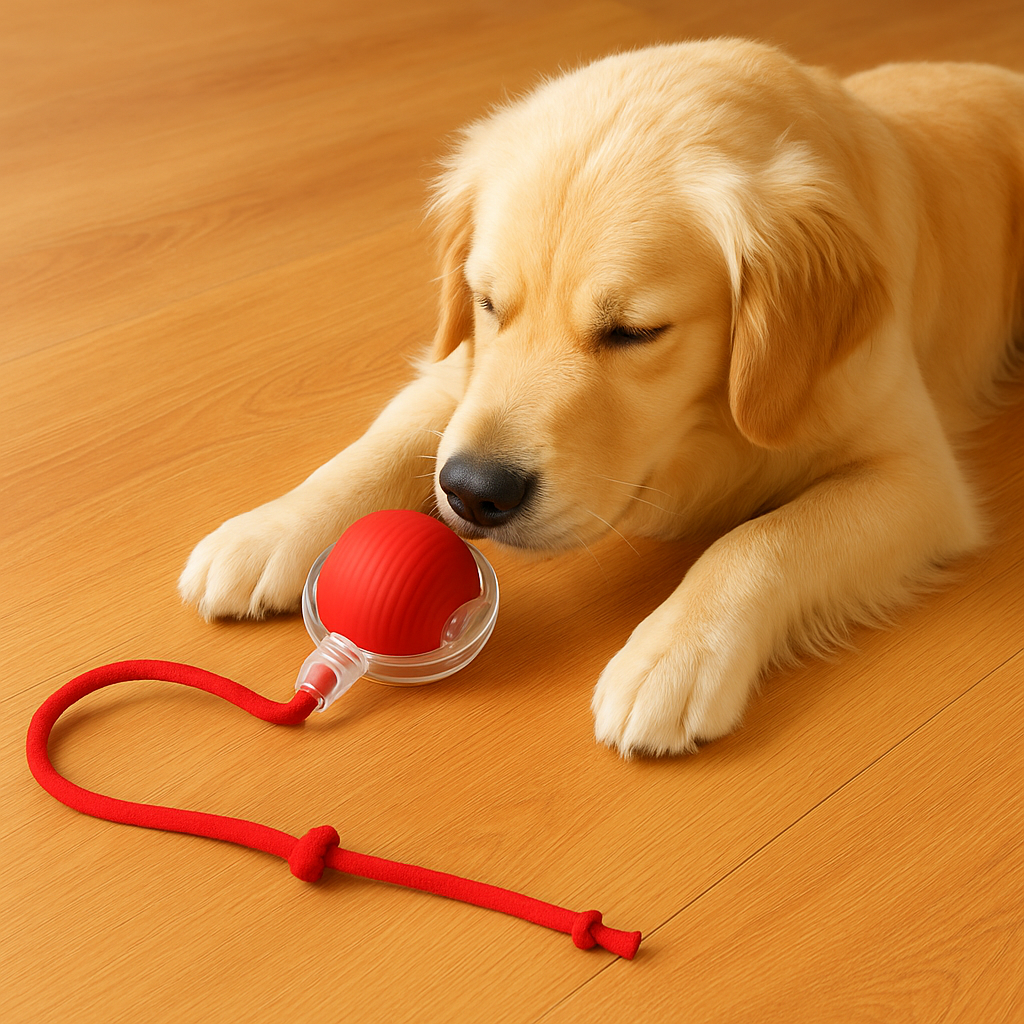 Interactive dog chase toy for puppies & adult dogs. Provides mental stimulation & energy release for indoor play.