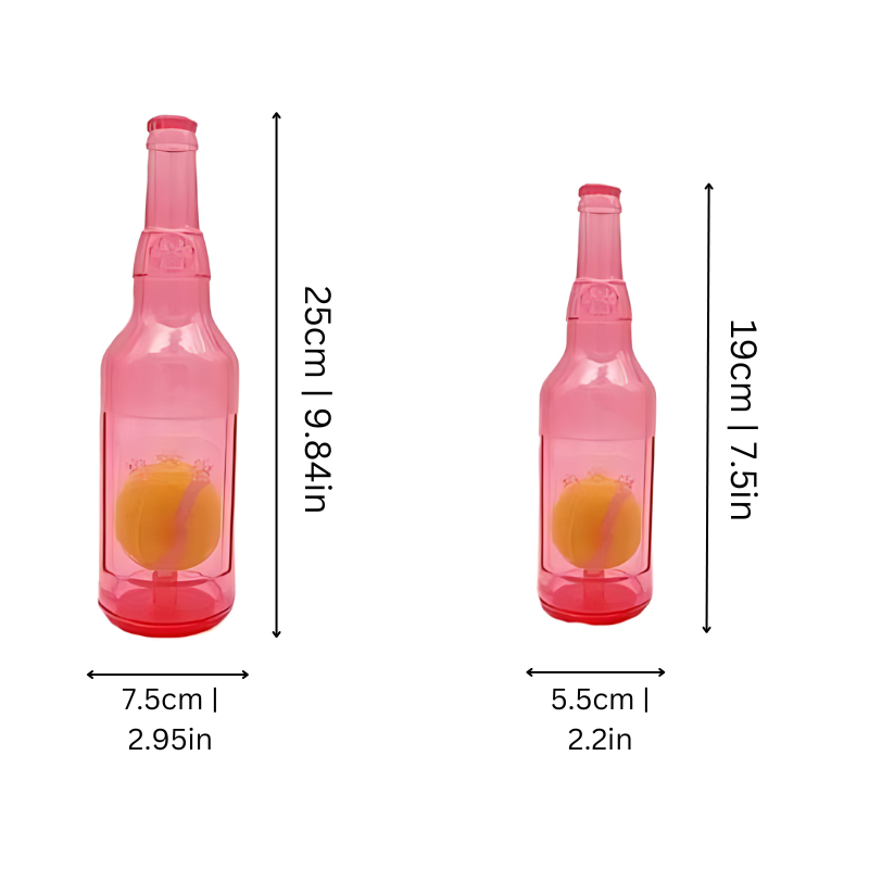 Durable squeaky squeeze bottle dog toy for aggressive chewers, providing endless interactive play & boredom relief.
